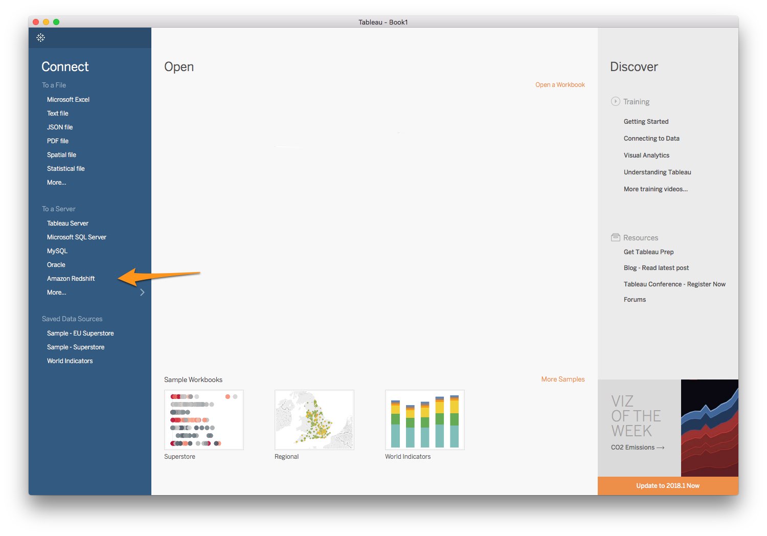 Tableau Connections Screenshot